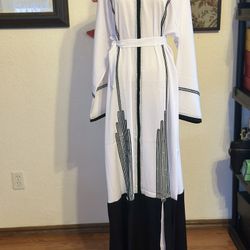 Abaya Dresss White With Stones 