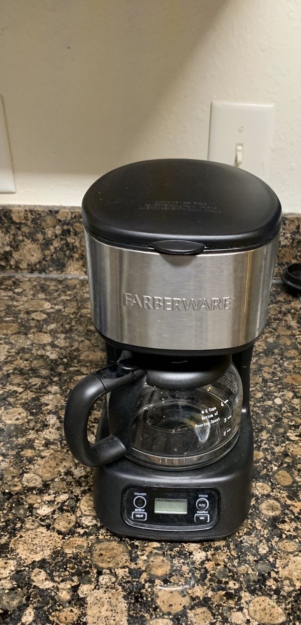 Farberware 5 Cup Programmable Black & Stainless Steel Coffee Maker for