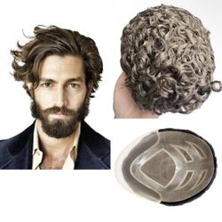 Toupee for Men Human Hair Wig, Prosthesis Units 10" x 8" (#4 Light Brown)