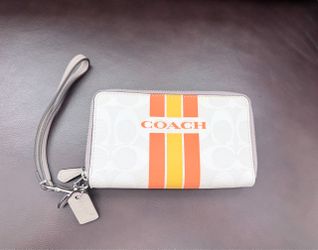 Coach Signature Stripe Wristlet Wallet