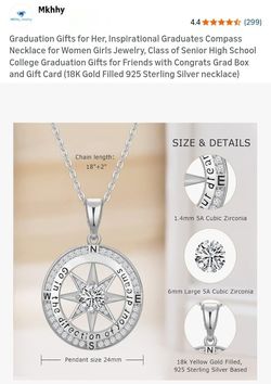 NEW GRADUATION NECKLACE 925 STERLING SILVER 