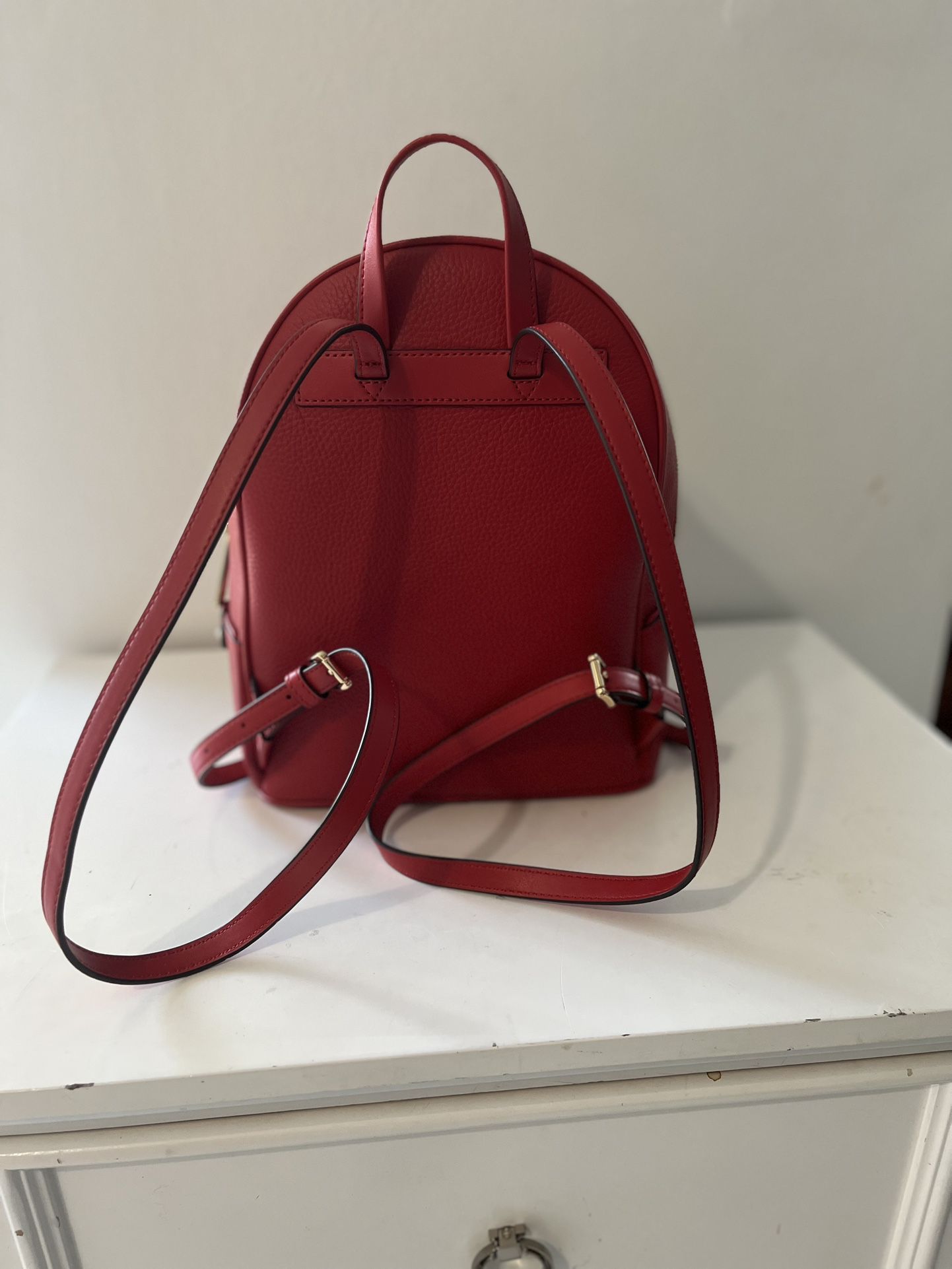 Michael Kors Adina Pebbled Luxury Leather Backpack (Red)