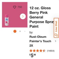 Rust-Oleum Painter's Touch 2X - 12 oz. Gloss Berry Pink General Purpose Spray Paint Rust-Oleum Painter's Touch 2X - 12 oz. Gloss Berry Pink General Pu