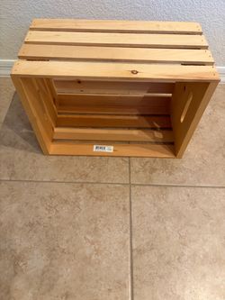 Natural Wood Slatted Storage Crate