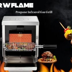 Propane Infrared Gas Grill,8000 BTU 360°Rotisserie Mesh Wave-Rack BBQ