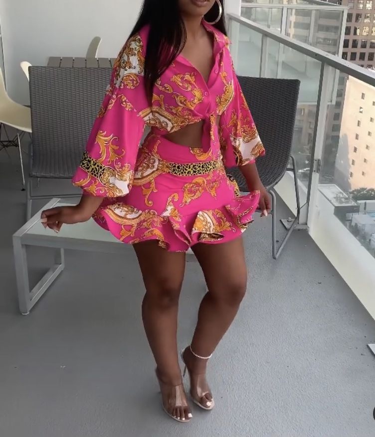 Like Versace Print Skirt Set