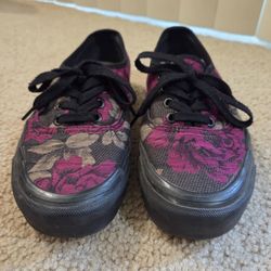 Vans - Women's Size 7 - Brown And Magenta - Dressy Floral
