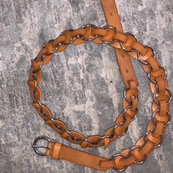 Balibelt Leather Circles Buckle Waist Hip Belt Orange Brown Sz L: NWOT❤️