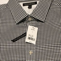 Banana Republic Tailored, Gingham Black L/S