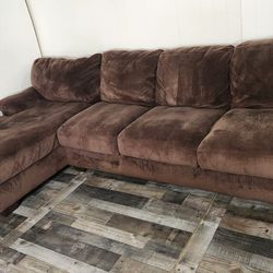 Brown Modern Sectional with Chaise