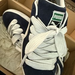 Classic Blue Suede Pumas w/ Fat Laces 