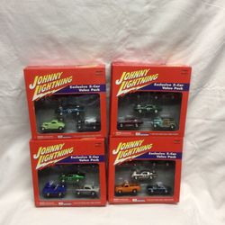 🔥 2000 🔥 Johnny Lightning 🔥 Exclusive 5 - car Value Pack ❗️Four Sets MIB ❗️💥 25 Years Old 💥📌 Collectors Items 📌💥