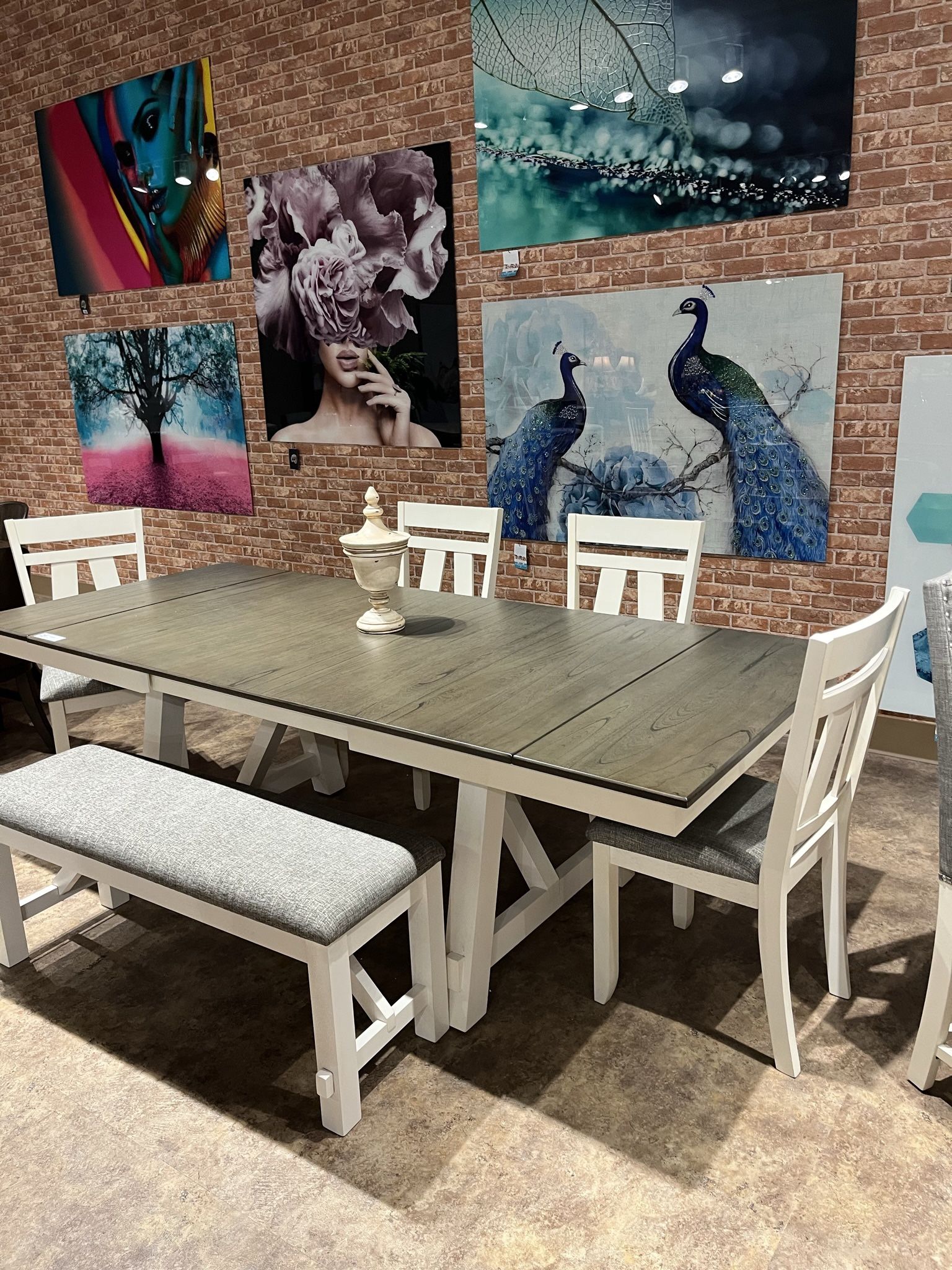Beautiful Big Dining Table 4 Chairs And Bench