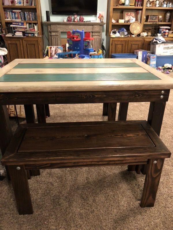 Solid Wood Custom Game Table with Storage benches for Sale in Humble