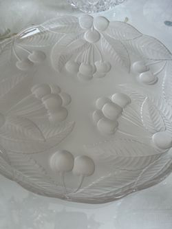 9 Inch Serving Platter. Cherry Etching 