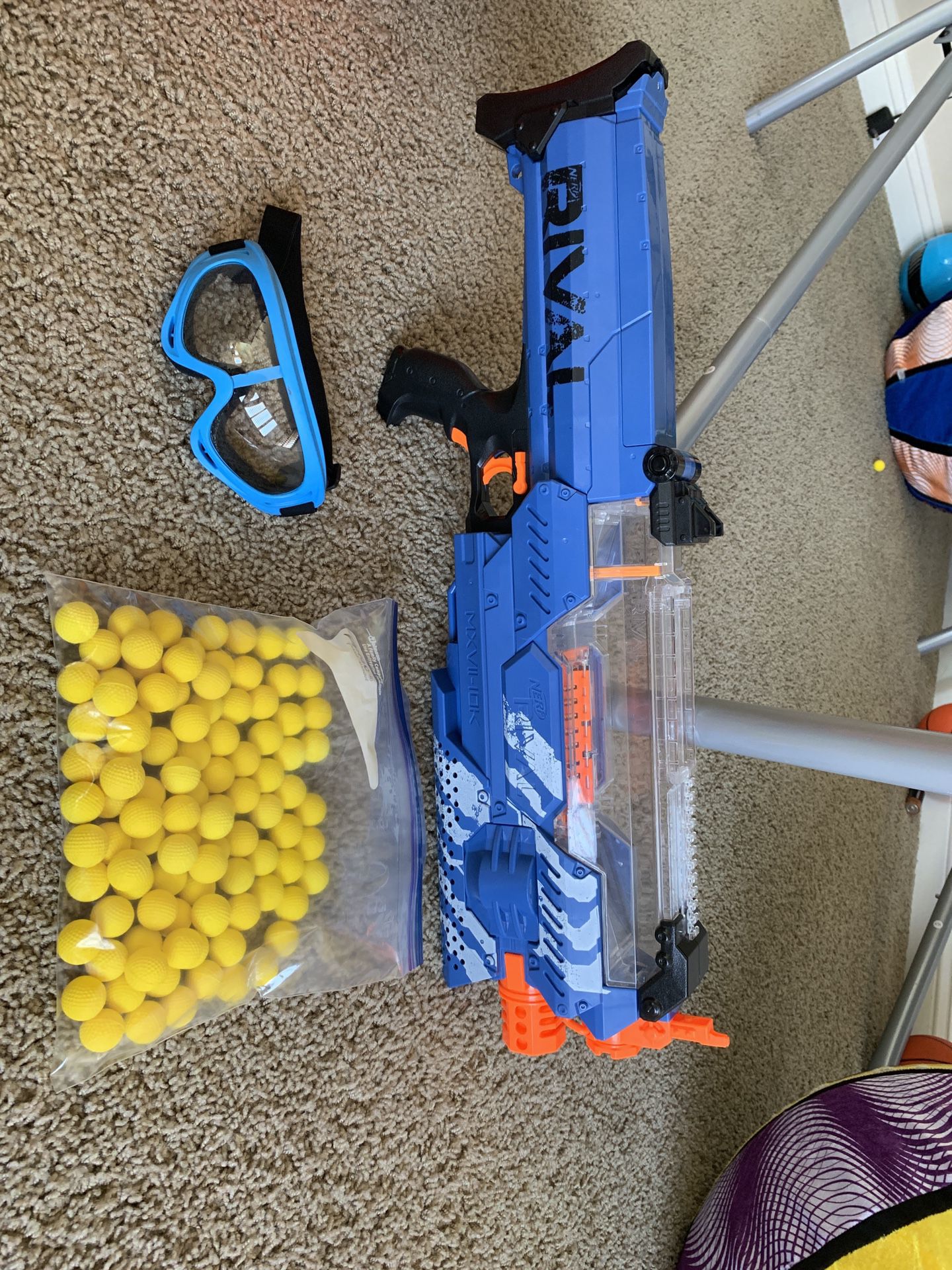 Nerf Rival Nemesis Gun with bullets and safety goggles