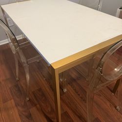 REAL White Marble Dining Table and Four Chairs