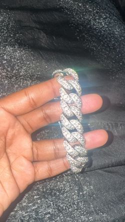 925 moissanite sliver cuban bracelet