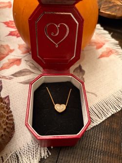 Gold Heart Pendant Necklace with Crystal Pave new Brighton