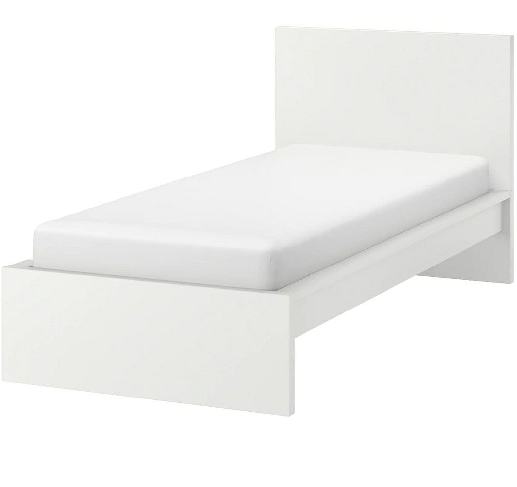 Twin bed frame (white) with mattress