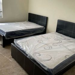 NEW BED FRAME FULL SIZE WITH MATTRESS AND BOX SPRING 