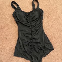 Medium 8 black vintage retro pin up swimsuit bathing suit One piece rockabilly