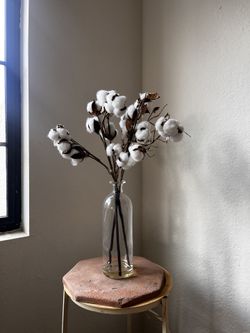 Cotton Stems Faux Plant Vase Jar Home Decor