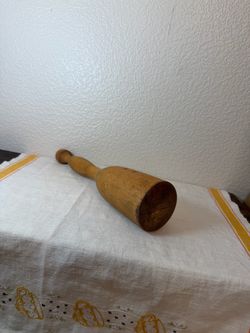 antique wood potato butter masher pestle utensil