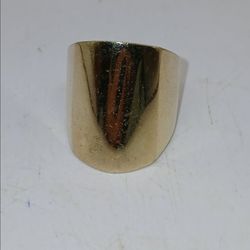 Sterling Silver 925 Gold Tone Cigar Band Modern Chunky Statement Ring sz 11