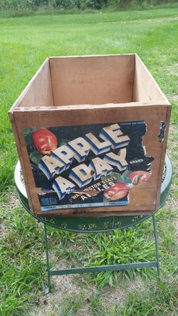 Vintage Apple A Day Wood Crate