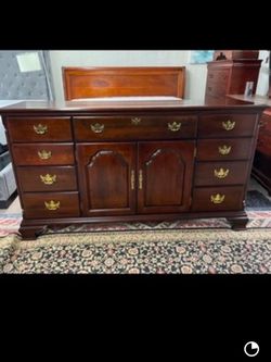 Cherry Wood Dresser with Brass Hardware