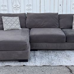 Grey Large Sectional Couch Sofa Chaise L Shape 