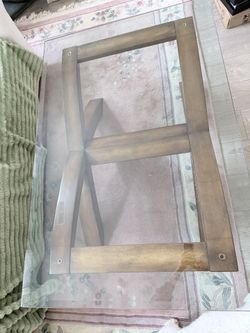 Glass Top Wooden Base Coffee Table