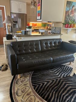 IKEA Morabo Black Leather Sofa