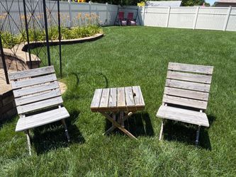 Wooden outdoor chairs & table