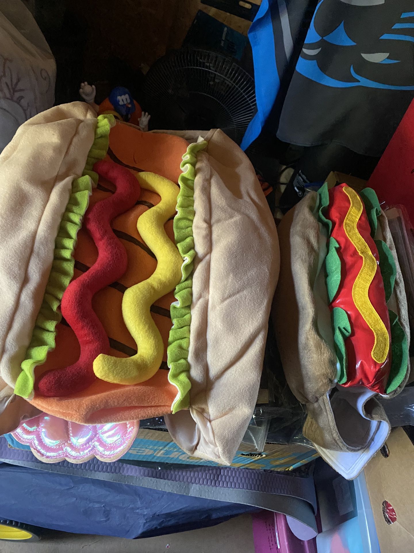 Large and medium dog hotdog costumes
