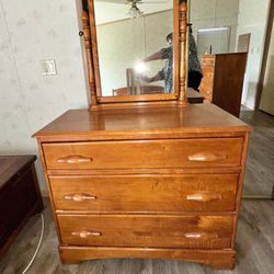 Wooden Dresser With Mirror