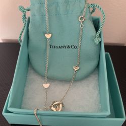 Tiffany & Co. Sterling Silver Multi Hearts Lariat Necklace 20" - With Pouch