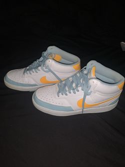 Nike Mens High Top Blue Yellow White Shoes