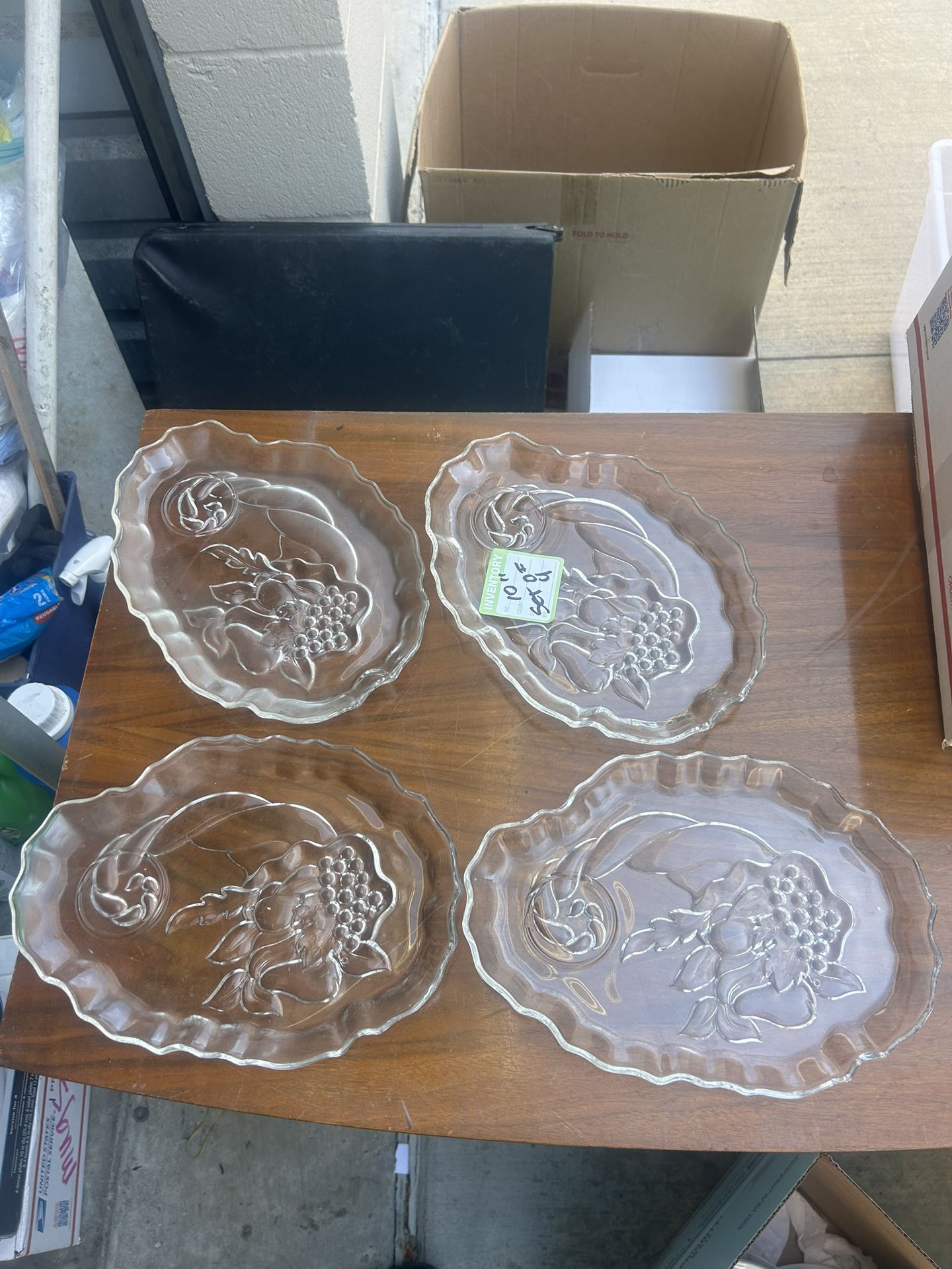 vintage Set Of 4 Glass snack plate