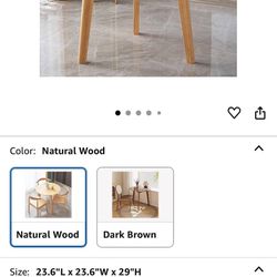 Simplicity Solid Wood Dining Table, Round for 2, 24 Inches Coffee Table, Wood Furniture for Small Space, Natural Wood