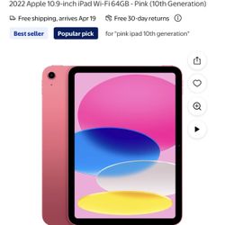 2022 Apple 10.9-inch iPad Wi-Fi 64GB - Pink (10th Generation)