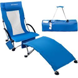 New Folding Beach Chair With Footrest 