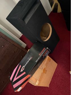 professional car audio sundown sub buffer / with custom box and crescendo amplifier