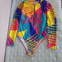 Colorful long sleeve swimsuit Sz Small for women's 