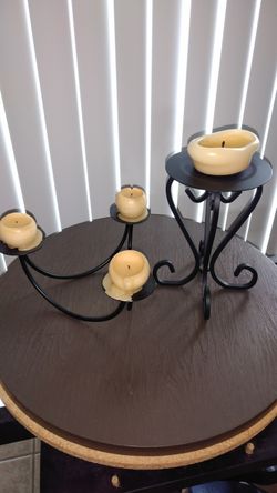 Two metal candle holders
