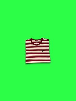 Nike Shirt Mens Large Burgundy White Striped Embroidered Swoosh Retro Basic