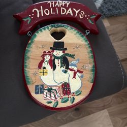 J.D.L Inc Handmade “Happy Holidays “wooden Christmas Door Hanger Size 12”x9”