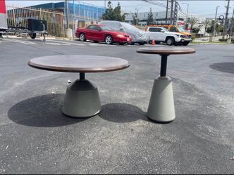 Designer Concrete + Wood Nesting Table Set — Coffee Table & Side Table