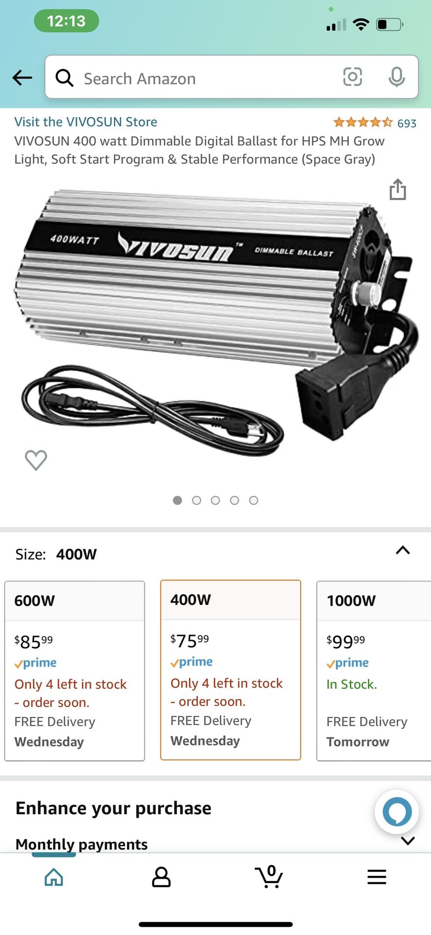 Grow Ballast & 2 Grow Lights
